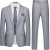 WULFUL Men’s Slim Fit 2 Piece Suit, One Button Solid Blazer Business Party Jacket Vest Pants Set(Grey)