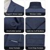 WULFUL Men’s Slim Fit 2 Piece Suit, One Button Solid Blazer Business Party Jacket Vest Pants Set(Navy)