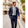 WULFUL Men’s Slim Fit 2 Piece Suit, One Button Solid Blazer Business Party Jacket Vest Pants Set(Navy)