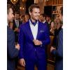 WULFUL Men’s Slim Fit 2 Piece Suit, One Button Solid Blazer Business Party Jacket Vest Pants Set(Royal Blue)