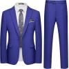 WULFUL Men’s Slim Fit 2 Piece Suit, One Button Solid Blazer Business Party Jacket Vest Pants Set(Royal Blue)