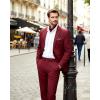 WULFUL Men’s Slim Fit 2 Piece Suit, One Button Solid Blazer Business Party Jacket Vest Pants Set(Wine Red)