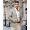WULFUL Men’s Herringbone Blazer Jacket Lightweight Casual Sport Coat One Button Suit Jackets(Light Brown)