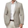 WULFUL Men’s Herringbone Blazer Jacket Lightweight Casual Sport Coat One Button Suit Jackets(Light Brown)