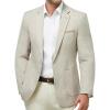 WULFUL Men’s Sport Coats Blazers Linen Cotton Blazer Regular Fit One Button Suit Jacket with 2 Pockets(Light Grey)