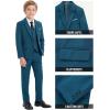 WULFUL Boys’ Formal Suit Set,Slim Fit Tuxedo Wedding Suit 6-16 Years with Adjustable Waist(Blue)