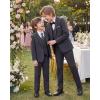 WULFUL Boys’ Formal Suit Set,Slim Fit Tuxedo Wedding Suit 6-16 Years with Adjustable Waist(Dark Grey)