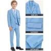 WULFUL Boys’ Formal Suit Set,Slim Fit Tuxedo Wedding Suit 6-16 Years with Adjustable Waist(Light Blue)