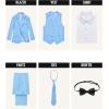 WULFUL Boys’ Formal Suit Set,Slim Fit Tuxedo Wedding Suit 6-16 Years with Adjustable Waist(Light Blue)