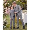 WULFUL Boys’ Formal Suit Set,Slim Fit Tuxedo Wedding Suit 6-16 Years with Adjustable Waist(Light Grey)