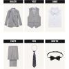 WULFUL Boys’ Formal Suit Set,Slim Fit Tuxedo Wedding Suit 6-16 Years with Adjustable Waist(Light Grey)
