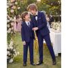 WULFUL Boys’ Formal Suit Set,Slim Fit Tuxedo Wedding Suit 6-16 Years with Adjustable Waist(Navy)