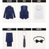 WULFUL Boys’ Formal Suit Set,Slim Fit Tuxedo Wedding Suit 6-16 Years with Adjustable Waist(Navy)