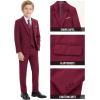 WULFUL Boys’ Formal Suit Set,Slim Fit Tuxedo Wedding Suit 6-16 Years with Adjustable Waist(Red)