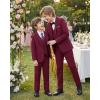 WULFUL Boys’ Formal Suit Set,Slim Fit Tuxedo Wedding Suit 6-16 Years with Adjustable Waist(Red)