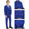 WULFUL Boys’ Formal Suit Set,Slim Fit Tuxedo Wedding Suit 6-16 Years with Adjustable Waist(Royal Blue)