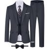 WULFUL Boys’ Formal Suit Set,Slim Fit Tuxedo Wedding Suit 6-16 Years with Adjustable Waist(Dark Grey)