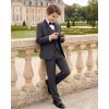 WULFUL Boys 5 Pieces Tuxedo Suit Set Kids Suits Shawl Collar Jacket Pant Vest and Bow Tie for Wedding Ring Bearer Party Prom(Dark Grey)
