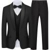 WULFUL Boys 5 Pieces Tuxedo Suit Set Kids Suits Shawl Collar Jacket Pant Vest and Bow Tie for Wedding Ring Bearer Party Prom(Black)