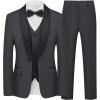 WULFUL Boys 5 Pieces Tuxedo Suit Set Kids Suits Shawl Collar Jacket Pant Vest and Bow Tie for Wedding Ring Bearer Party Prom(Dark Grey)