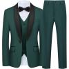 WULFUL Boys 5 Pieces Tuxedo Suit Set Kids Suits Shawl Collar Jacket Pant Vest and Bow Tie for Wedding Ring Bearer Party Prom(Deep Green)