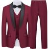 WULFUL Boys 5 Pieces Tuxedo Suit Set Kids Suits Shawl Collar Jacket Pant Vest and Bow Tie for Wedding Ring Bearer Party Prom(Wine Red)