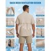 WULFUL Men’s Sun Protection Fishing Shirts UPF 50+ Lightweight Quick Dry Cooling Short Sleeve Shirts for Work Hiking Safari(Khaki)