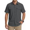 WULFUL Men’s Sun Protection Fishing Shirts UPF 50+ Lightweight Quick Dry Cooling Short Sleeve Shirts for Work Hiking Safari(Shadow Grey)