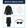 WULFUL Boys’ Slim Fit Suit 3 Pieces:Jacket, Pants, Shirt,Summer Suit Set for Teens Boys Wedding Beach with Extra Bow Tie(Black)