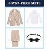 WULFUL Boys’ Slim Fit Suit 3 Pieces:Jacket, Pants, Shirt,Summer Suit Set for Teens Boys Wedding Beach with Extra Bow Tie(Khaki)