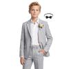 WULFUL Boys’ Slim Fit Suit 3 Pieces:Jacket, Pants, Shirt,Summer Suit Set for Teens Boys Wedding Beach with Extra Bow Tie(Grey)