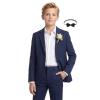 WULFUL Boys’ Slim Fit Suit 3 Pieces:Jacket, Pants, Shirt,Summer Suit Set for Teens Boys Wedding Beach with Extra Bow Tie(Navy)