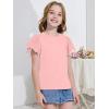 WULFUL Girls Shirts Fashion Cotton Summer Short Sleeve Tops Casual T-Shirts 4-15 Years Old(Pink)