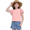 WULFUL Girls Shirts Fashion Cotton Summer Short Sleeve Tops Casual T-Shirts 4-15 Years Old(Pink)