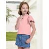 WULFUL Girls Shirts Fashion Cotton Summer Short Sleeve Tops Casual T-Shirts 4-15 Years Old(Pink)