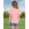 WULFUL Girls Shirts Fashion Cotton Summer Short Sleeve Tops Casual T-Shirts 4-15 Years Old(Pink)