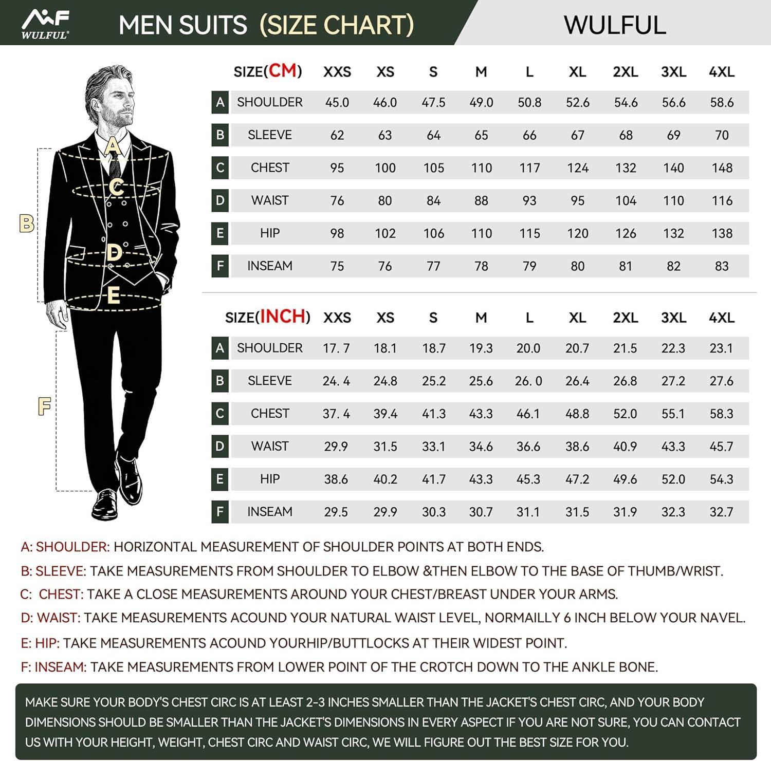 imageWULFUL Slim Fit Tuxedo for Men One Button Suit Set Prom Party Wedding Tux Mens Suits 3 PieceDark Green