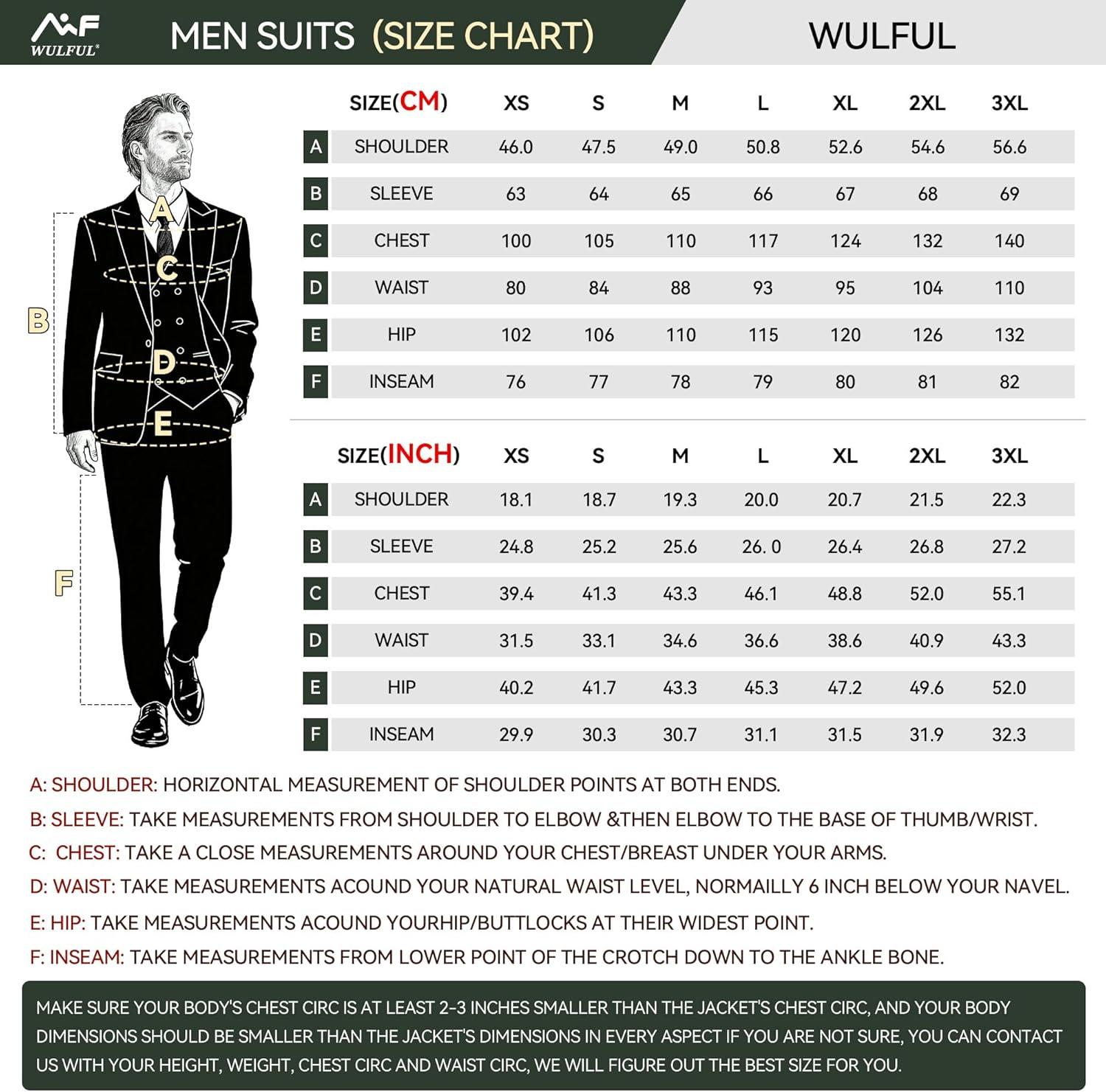 imageWULFUL Slim Fit Tuxedo for Men One Button Suit Set Prom Party Wedding Tux Mens Suits 3 PieceRed