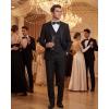 WULFUL Slim Fit Tuxedo for Men One Button Suit Set Prom Party Wedding Tux Men’s Suits 3 Piece(Black)