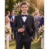 WULFUL Slim Fit Tuxedo for Men One Button Suit Set Prom Party Wedding Tux Men’s Suits 3 Piece(Black)