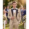WULFUL Slim Fit Tuxedo for Men One Button Suit Set Prom Party Wedding Tux Men’s Suits 3 Piece(Khaki)