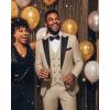 WULFUL Slim Fit Tuxedo for Men One Button Suit Set Prom Party Wedding Tux Men’s Suits 3 Piece(Khaki)