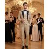WULFUL Slim Fit Tuxedo for Men One Button Suit Set Prom Party Wedding Tux Men’s Suits 3 Piece(Khaki)