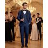 WULFUL Slim Fit Tuxedo for Men One Button Suit Set Prom Party Wedding Tux Men’s Suits 3 Piece(Navy)