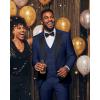 WULFUL Slim Fit Tuxedo for Men One Button Suit Set Prom Party Wedding Tux Men’s Suits 3 Piece(Navy)