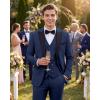 WULFUL Slim Fit Tuxedo for Men One Button Suit Set Prom Party Wedding Tux Men’s Suits 3 Piece(Navy)