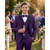 WULFUL Slim Fit Tuxedo for Men One Button Suit Set Prom Party Wedding Tux Men’s Suits 3 Piece(Purple)