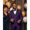 WULFUL Slim Fit Tuxedo for Men One Button Suit Set Prom Party Wedding Tux Men’s Suits 3 Piece(Purple)