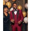 WULFUL Slim Fit Tuxedo for Men One Button Suit Set Prom Party Wedding Tux Men’s Suits 3 Piece(Red)