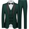 WULFUL Slim Fit Tuxedo for Men One Button Suit Set Prom Party Wedding Tux Men’s Suits 3 Piece(Dark Green)